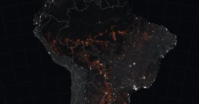 Amazon fires 15-22 August 2019. satellite image taken by MODIS. Credit: NASA
