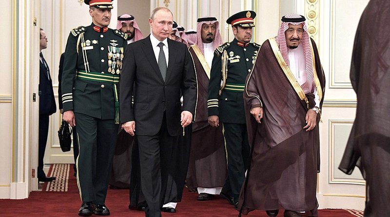 Russia's President Vladimir Putin arrived in Saudi Arabia on a state visit. With King Salman bin Abdulaziz Al Saud of Saudi Arabia. Photo Credit: Kremlin.ru