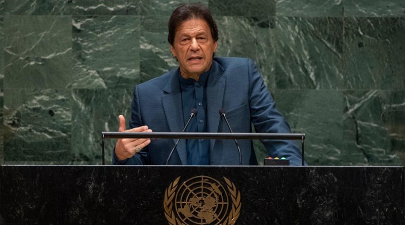 Pakistan's Prime Minister Imran Khan speaking at United Nations. Photo Credit: Pakistan Prime Minister office