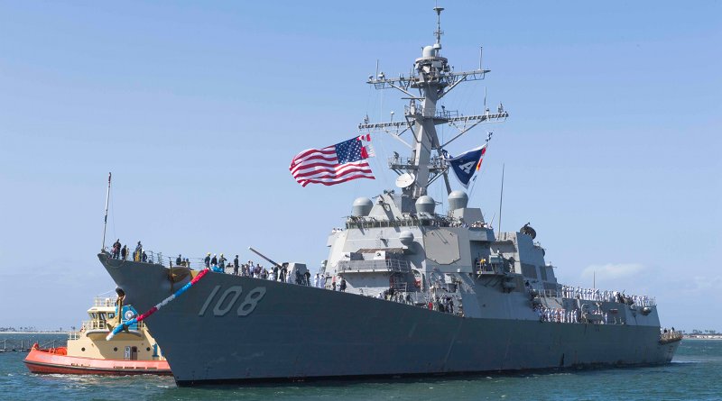 U.S. Navy file photo of USS Wayne E. Meyer (DDG 108). (Photo by Mass Communication Specialist 3rd Class Ryan M. Breeden)