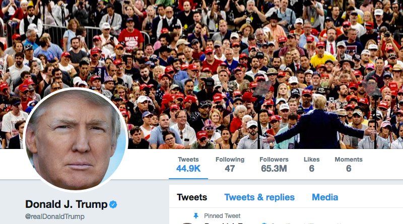 US President Donald Trump's Twitter account. Credit: https://twitter.com/realdonaldtrump