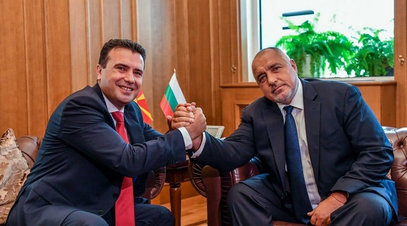 North Macedonia’s PM Zoran Zaev [l] and Bulgaria’s PM Boyko Borissov [r] during a celebration of the anniversary of the friendship treaty 2019 summer. Photo: gov.mk