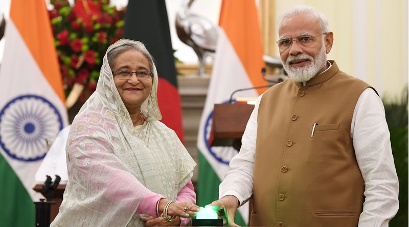 India's Prime Minister, Shri Narendra Modi and the Prime Minister of Bangladesh, Ms. Sheikh Hasina, at the Joint Press Statements, at Hyderabad House, in New Delhi. Photo Credit: India PM Office