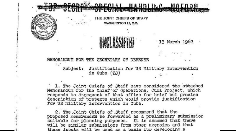 Operation Northwoods memorandum (13 March 1962). Source: Wikipedia Commons