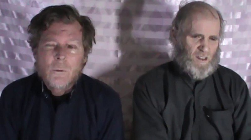 Kevin King (left) and Tim Weeks were kidnapped by the Taliban in Kabul in August 2016. Photo Credit: YouTube