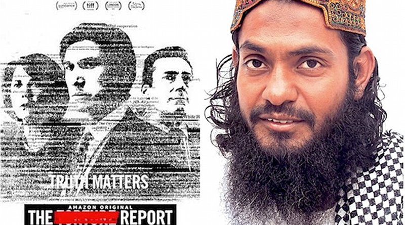 The poster for “The Report,” about the CIA torture program, and Guantánamo prisoner and former CIA “black site” prisoner Ahmed Rabbani.