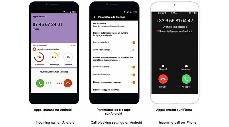 orange smartphone blocks unwanted callers