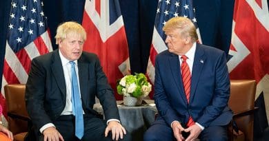 President Donald J. Trump participates in a bilateral meeting with British Prime Minister Boris Johnson Tuesday, September 24, 2019, at the United Nations Headquarters in New York City. Vice President Mike Pence attends. (Official White House Photo by Shealah Craiughead)