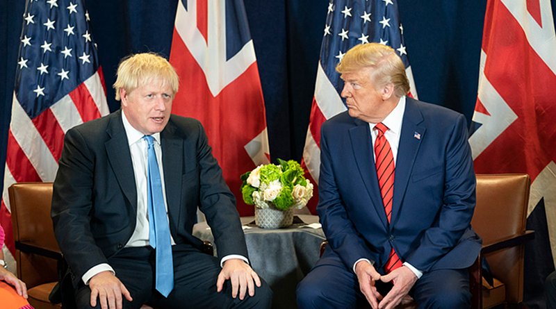 President Donald J. Trump participates in a bilateral meeting with British Prime Minister Boris Johnson Tuesday, September 24, 2019, at the United Nations Headquarters in New York City. Vice President Mike Pence attends. (Official White House Photo by Shealah Craiughead)