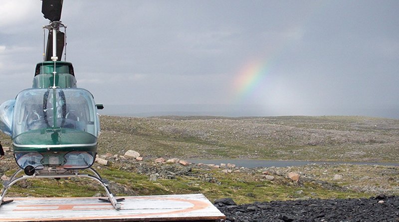 canada tundra helicopter rainbow
