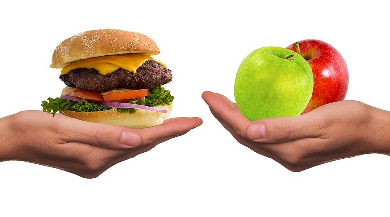 fasting fast diet hamburger fast food apple