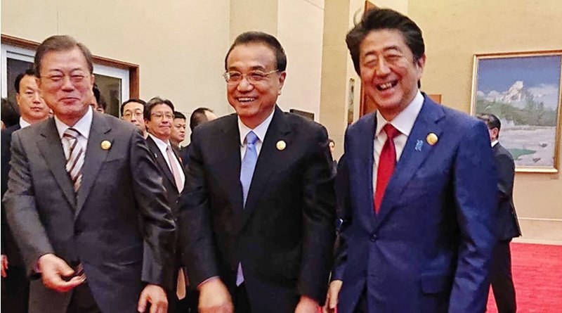 South Korea's President Moon Jae-in, China's Premier Li Keqiang and Japan's Prime Minister Shinzo Abe. Photo Credit: Japan PM Office, Twitter