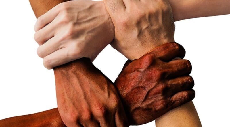 communication hands united