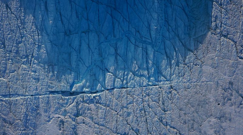 Researchers flew drones over the lake as it was draining, building 3D models of the ice sheet surface as well as capturing spectacular images of waterfalls entering the depths of the ice sheet. CREDIT Tom Chudley