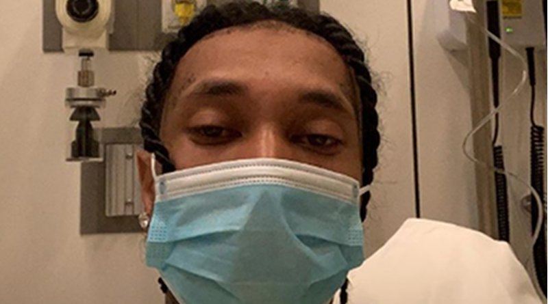 The rapper Tyga shared two snaps of himself wearing a surgical mask. Photo: Instagram/@Tyga