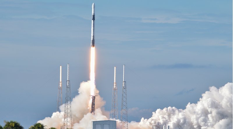 A SpaceX Falcon 9 CRS-18 rocket launches at Cape Canaveral Air Force Station, Florida. Photo Credit: Air Force Airman 1st Class Dalton Williams