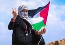 palestine woman gaza peace flag