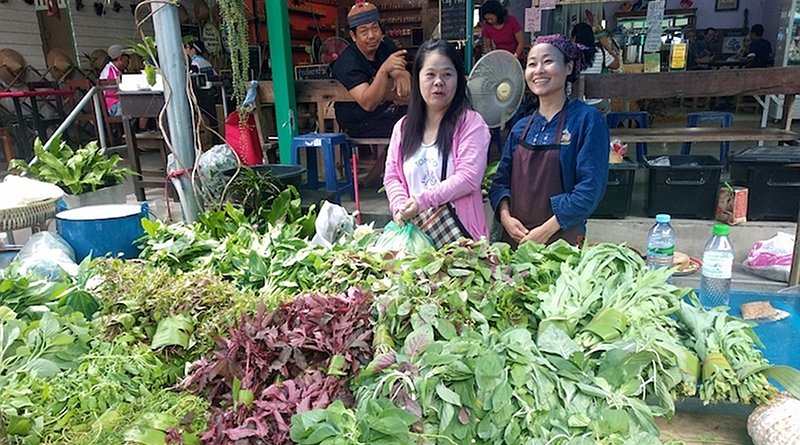 Farmers selling their vegetables and fruits from organic farming at a modest profit in the weekend market. Credit: Kalinga Seneviratne