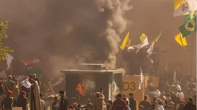 2019 attack on the United States embassy in Iraq. Photo Credit: Mehr News Agency, Wikipedia Commons