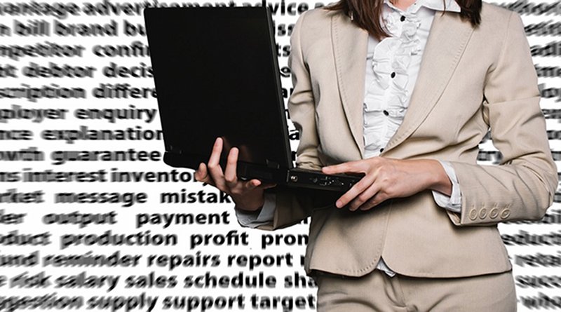 female executive businesswoman computer sales