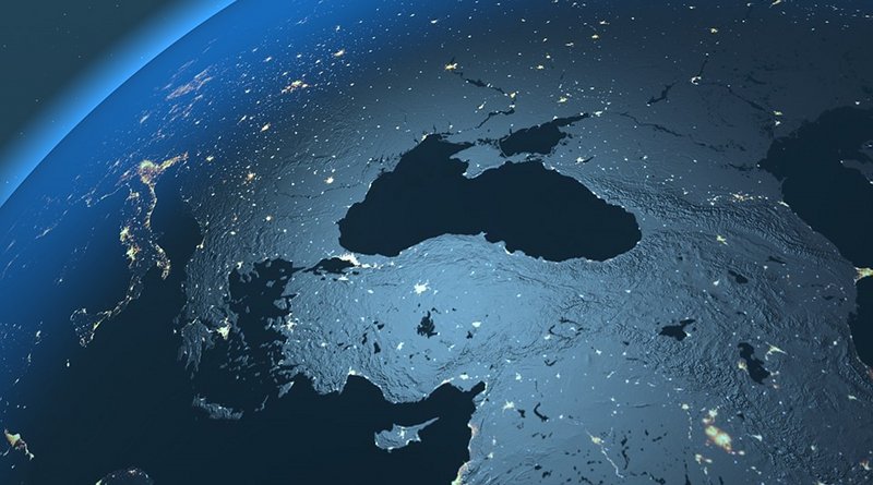 the black sea satellite globe map