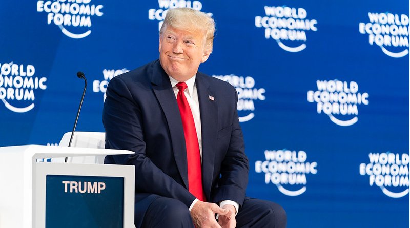 President Donald J. Trump delivers the opening remarks at the 50th Annual World Economic Forum meeting Tuesday, Jan. 21, 2020, at the Davos Congress Centre in Davos, Switzerland. (Official White House Photo by Shealah Craighead)