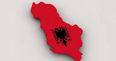 albania flag map