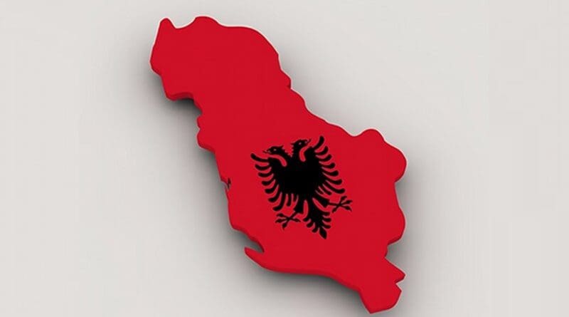 albania flag map