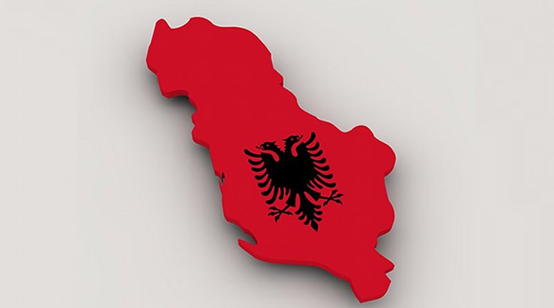 albania flag map