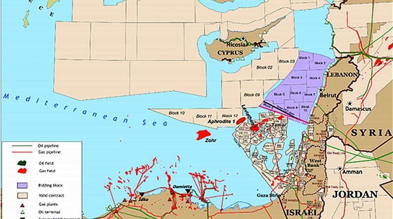 Eastern Mediterranean Oil and Gas Geography. Detail of US Department of State graphic, released by Congressional Research Service