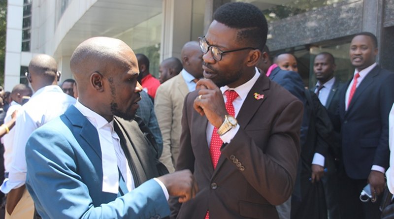 Uganda's Robert Kyagulanyi Sentamu aka Bobi Wine (with glasses). Photo Credit: Mbowasport, Wikimedia Commons