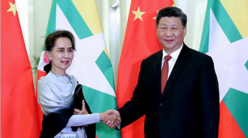 File photo of China's President Xi Jinping with State Counselor Aung San Suu Kyi of Myanmar. Photo Credit: China's Ministry of Foreign Affairs