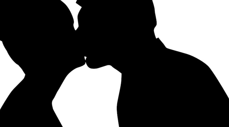 Kiss Tenderness Couple Love Man Silhouette