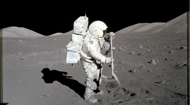 Apollo 17 astronaut and geologist Harrison Schmitt in 1972. CREDIT: NASA