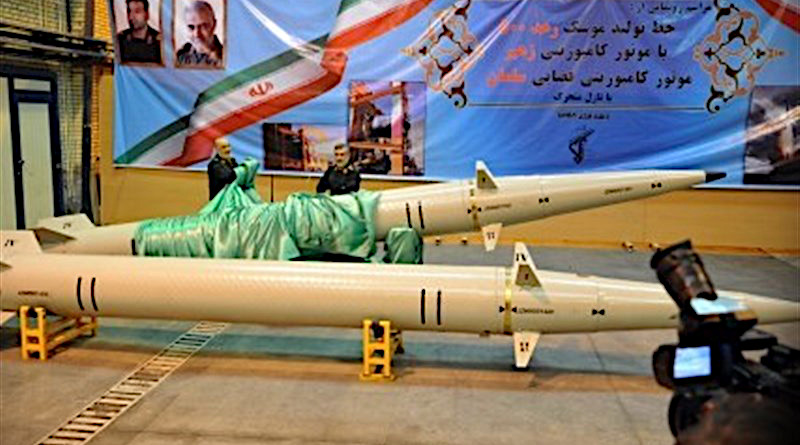 Iran's “Ra’ad-500” (thunder-500) missiles equipped with an advanced composite engine dubbed “Zohair”. Photo Credit: Tasnim News Agency