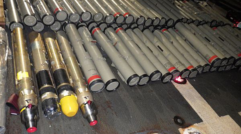 Weapons seized by US Navy seized in the Arabian Sea aboard a stateless dhow sailing vessel. Photo Credit: U.S. Navy photo by Mass Communication Specialist 2nd Class Michael H. Lehman