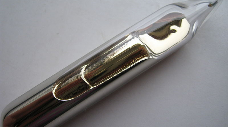 Cesium sealed in a glass ampoule. Photo Credit: Dnn87, Wikipedia Commons