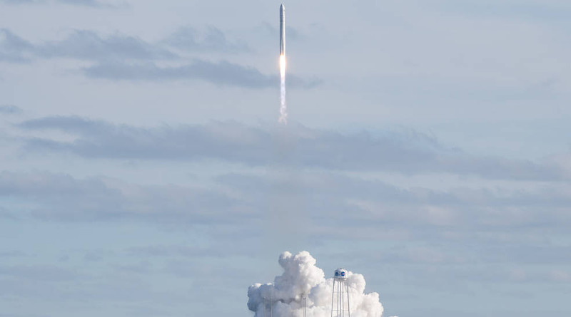 A Northrop Grumman Cygnus resupply spacecraft launched on an Antares 230+ rocket from the Virginia Mid-Atlantic Regional Spaceport's Pad 0A at Wallops at 3:21 p.m. EST Saturday, Feb. 15, 2020. Credits: NASA