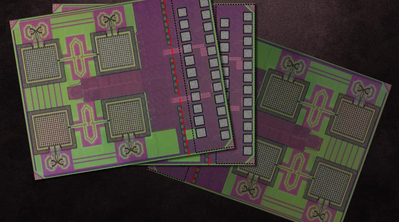 MIT researchers' millimeter-sized ID chip integrates a cryptographic processor, an antenna array that transmits data in the high terahertz range, and photovoltaic diodes for power. CREDIT Courtesy of Ruonan Han, et. al, edited by MIT News