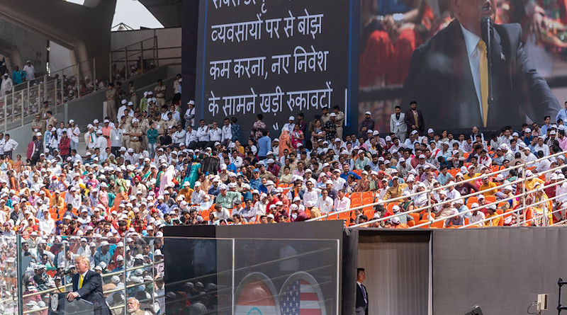 President Donald J. Trump addresses his remarks at the Namaste Trump Rally Monday, Feb. 24, 2020, at the Motera Stadium in Ahmedabad, India. (Official White House Photo by Shealah Craighead)