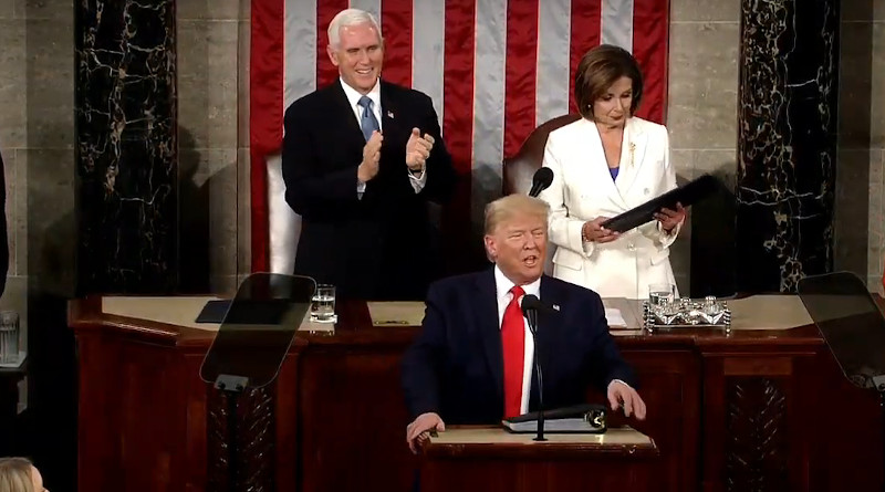 US President Donald Trump delivers 2020 State of the Union speech. Photo Credit: White House video screenshot