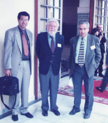 From left to right : Rachid Raha, Clifford Geertz and Mohamed Chtatou in Sefrou