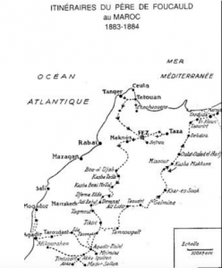 Itinerary of Charles de Foucauld in Morocco 1883-1884