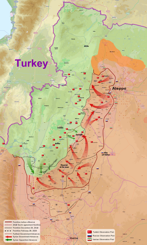(Idlib Offensive: Derived from work by MrPenguin20/WikiMediaCommons)