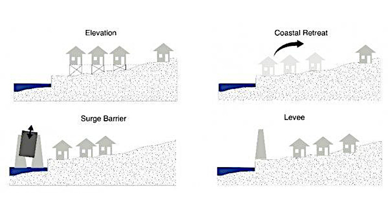 Illustration of coastal flood response strategies CREDIT D. J. Rasmussen, Maya K. Buchanan, Robert E. Kopp, Michael Oppenheimer