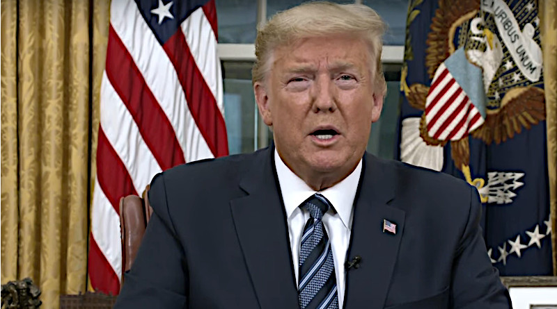 US President Donald Trump addresses the nation from the Oval Office. Photo Credit: White House video screenshot