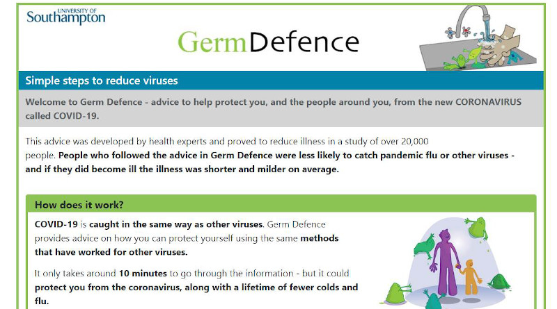 The Germ Defence website was designed by the University of Southampton so that anyone can use and benefit from information and ideas on how to lower your risk of catching viral illnesses.