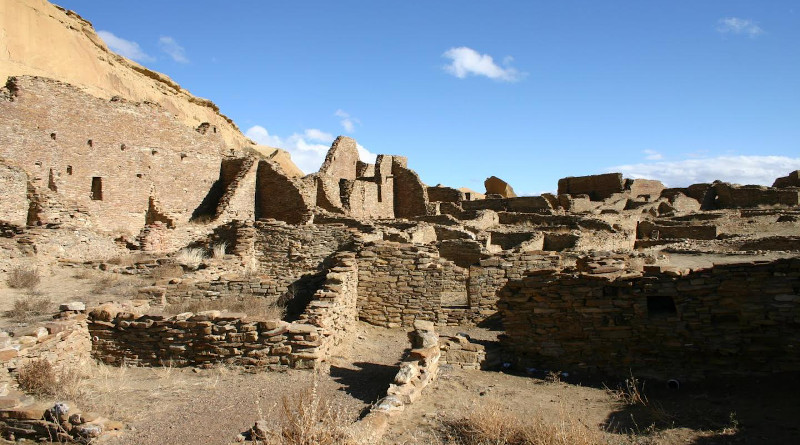 The north wall and room block of Pueblo Bonito, the largest of the great houses in Chaco Canyon. Pueblo Bonito is considered widely as the center of the Chaco world. CREDIT Thomas Swetnam