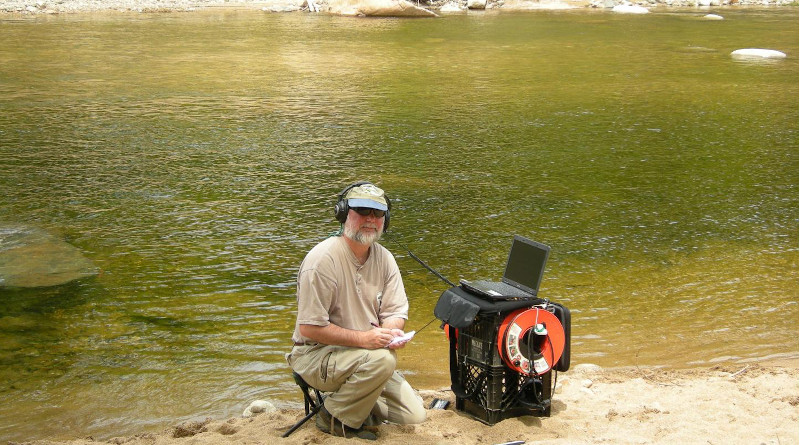 Rountree in the field; Average day-time soundscape composition CREDIT Rountree et al (2020)