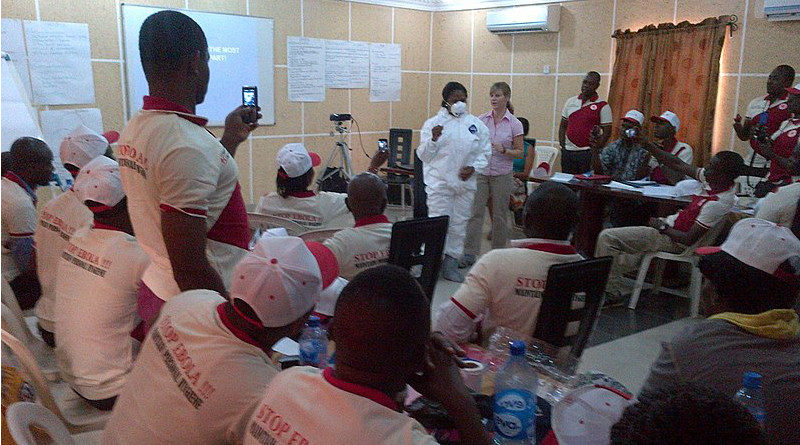 Nigerian health care workers at a training event, August 2014. Photo Credit: CDC Global, Wikipedia Commons